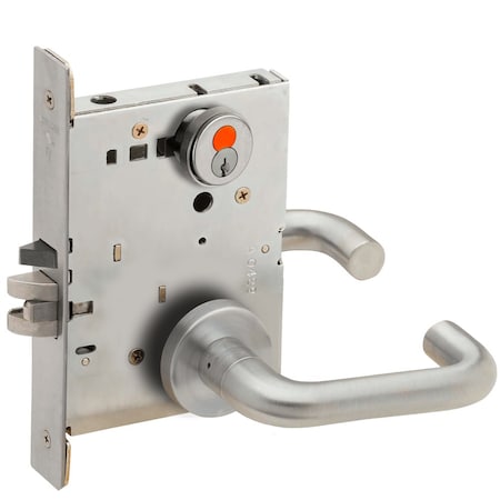 Schlage Grade 1 Storeroom Mortise Lock, Schlage FSIC With Construction Core, 03 Lever, A Rose, Satin Chrome L9080T 03A 626